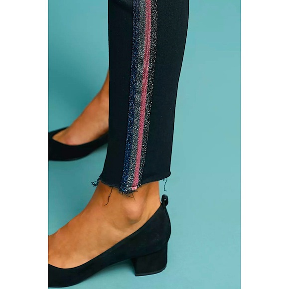 MOTHER High-Waisted Looker Ankle Fray Jeans In Guily Glitter Racer - Picture 4 of 12